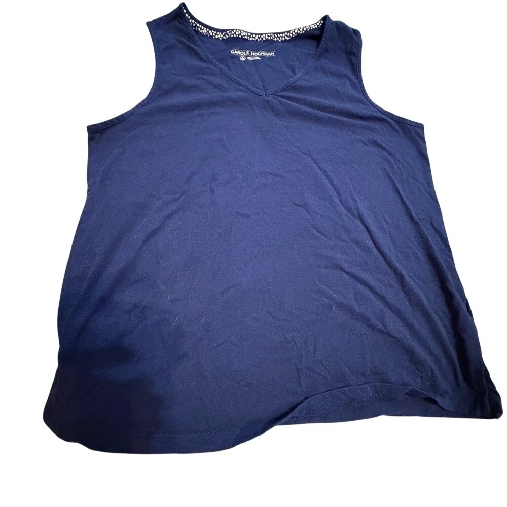 Carole Hochman Tank Top Womens Small Blue Sleeveless V Neck Relaxed Fit‎